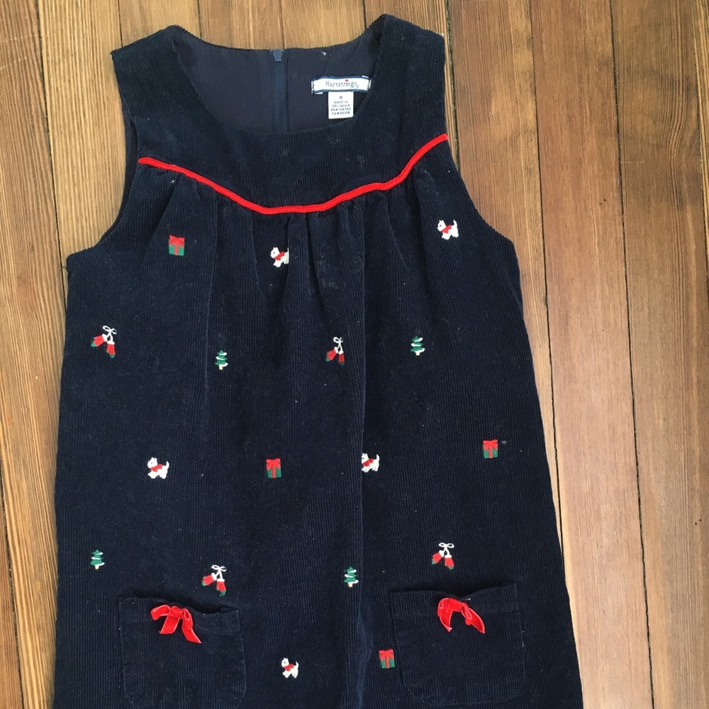 Holiday kids navy corduroy shift dress